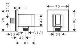 Hansgrohe Držiak sprchy FixFit E s prípojkou na hadicu, čierna podložka 26889670 - galéria #1