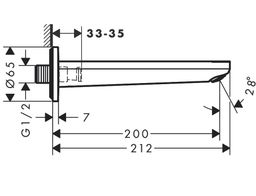 Hansgrohe Rebris E Vaňový výtok 20 cm, čierna matná 72431670 - galéria #1