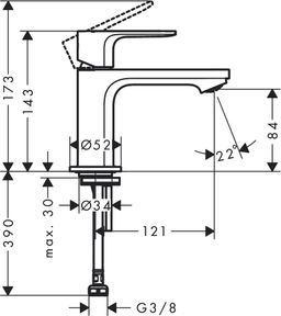 Hansgrohe Rebris S Umývadlový ventil, bez odtokovej súpravy, chróm 72503000 - galéria #1