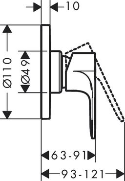 Hansgrohe Rebris S Podomietková sprchová batéria, sada s telesom, chróm 72648000 - galéria #1