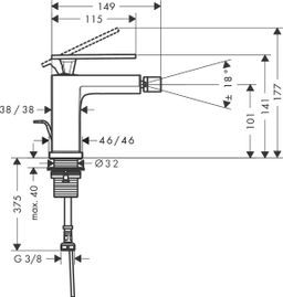 Hansgrohe Tecturis Nástenná bidetová batéria s výtokovým kohútikom, matná čierna 73200670 - galéria #1