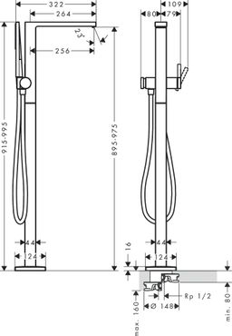 Hansgrohe Voľne stojaca vaňová batéria Tecturis, matná biela 73445700 - galéria #2