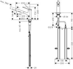 Hansgrohe Zesis M33 Drezová batéria s vyťahovacou sprchou, 2jet, sBox, nerezová oceľ 74821800 - galéria #1