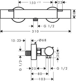 Hansgrohe Ecostat Fine Sprchová termostatická baterie, matná černá 13324670 - galéria #2