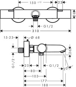 Hansgrohe Ecostat Fine Vanová termostatická baterie, matná černá 13325670 - galéria #1