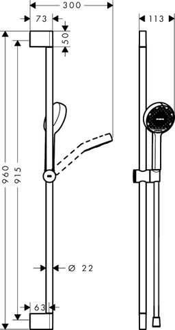 Hansgrohe Activera S Sprchová súprava 96 cm, EcoSmart, 2jet, chróm 28046000 - galéria #3