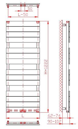 EBS Daren Radiátor kombinovaný, 60 x 122,1 cm, antracit - galéria #1