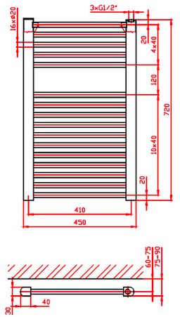 Thermal Trend KD 450/730  Radiátor kombinovný, 45x73 cm, biely - galéria #1