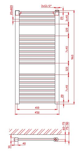 Thermal Trend KD 450/960 Radiátor kombinovaný, 45x96 cm, biely - galéria #1