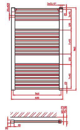 Thermal Trend KD 600/960 Radiátor kombinovaný, 60x96 cm, biely - galéria #1