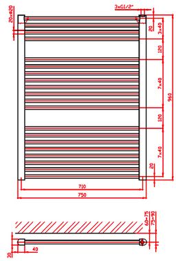 Thermal Trend KD 750/960 Radiátor kombinovaný, 75x96 cm, biely - galéria #1