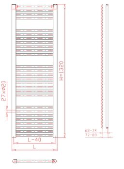 Thermal Trend KD-E 450/1320-400W pravý Elektrický radiátor, 45x132 cm, biely - galéria #1