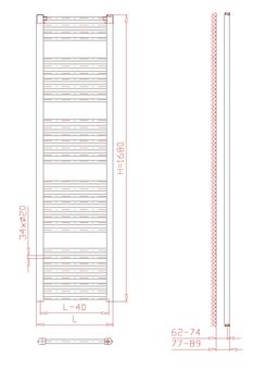 Thermal Trend KD-E 600/1680-800W pravý Elektrický radiátor, 60x168 cm, biely - galéria #1