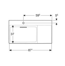 Geberit One Umyvadlo s plochou vpravo 90x48 cm, otvor vlevo, bílá/KeraTect, lesk 505.039.00.1 - galéria #1