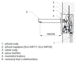 Sanela Automatická nástenná umývadlová batéria s piezoelektrickým tlačidlom SLU 04P25 - galéria #1