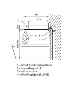 Sanela Nástenná elektronická umývadlová batéria, 6 V, nerezová oceľ, SLU 43B - galéria #1