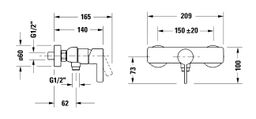 Duravit D-Neo Nástenná sprchová batéria, chróm DE4230000010 - galéria #2