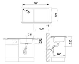 Granitový drez Blanco Zenar XL 6 S s odtokom vpravo s excentrickým ovládaním, 100x51cm, antracit 523994 - galéria #2