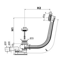 Alcadrain Automatický vaňový sifón 80 cm, kov A55KM-80 - galéria #2