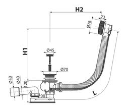 Alcadrain Automatický vaňový sifón komplet 120 cm, čierny matný A55BLACK-120 - galéria #1