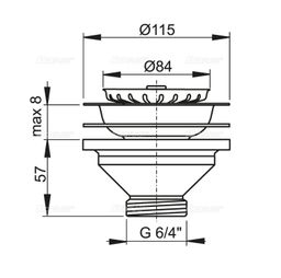 Alcadrain Výpust drezu 6/4" s mriežkou z nehrdzavejúcej ocele DN115, A37 - galéria #1