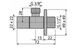 Alcadrain Rohový ventil 1/2"×3/8", štvorcový ARV002 - galéria #1