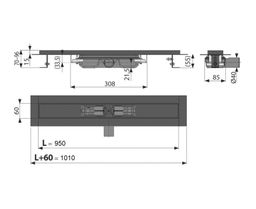Alcadrain Low Žlab 95 cm s okrajem pro perforovaný rošt, černá-mat APZ101BLACK-950 - galéria #1