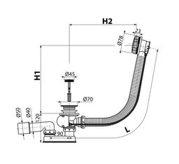 Alcadrain Automatický vaňový sifón 80 cm, kov, chróm A55K-80 - galéria #1