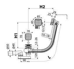 Alcadrain Automatický vaňový sifón s prepadom pre hrubostenné vane 100 cm, kov A565KM3-100 - galéria #1