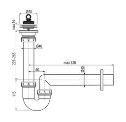 Alcadrain Potrubný sifón s prepadovou maticou 6/4" A80-DN40 - galéria #1
