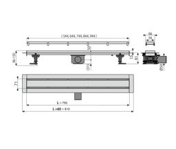 Alcadrain Podlahový žľab Fit and Go 75 cm APZ13-DOUBLE9-750 - galéria #1