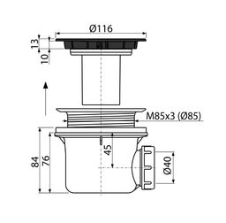 Alcadrain Sifón pre sprchové vaničky s odtokovým otvorom 90 mm, čierny A49BLACK - galéria #1