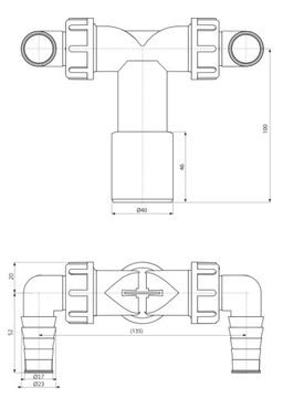 Alcadrain Dvojité koleno DN40/32 P155Z - galéria #1