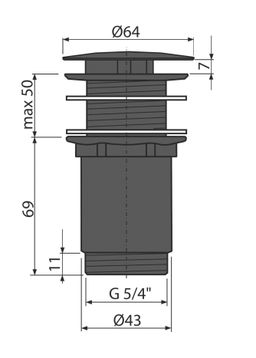 Alcadrain Umývadlová výpusť 5/4", veľká zátka, matná čierna A396BLACK - galéria #1