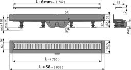 Alcadrain Nástenný žľab s roštom 75 cm a golierom na stenu, nerezová oceľ APZ30-750M - galéria #1