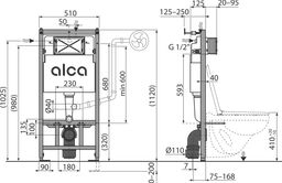 Alcadrain Set modulu do sadrokartónu, WC Geberit Selnova, doska a tlačidlo M278, matná čierna - galéria #2