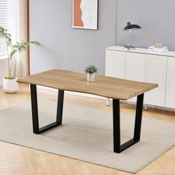 Autronic Fado HT-F4216 OAK Stůl 160x90x75 cm, MDF,divoký dub, kov nohy tvar U, černý mat lak - galéria #1
