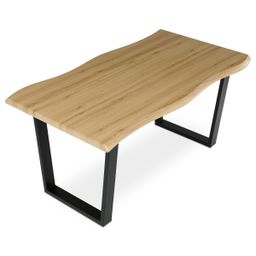 Autronic Fado HT-F4216 OAK Stůl 160x90x75 cm, MDF,divoký dub, kov nohy tvar U, černý mat lak - galéria #4
