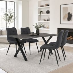 Autronic Twist HT-F4316GREY Jídelní stůl 160x90 cm, šedý dub - galéria #1