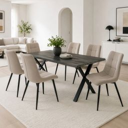 Autronic Twist HT-F4321GREY Jídelní stůl 210x100 cm, šedý dub - galéria #1