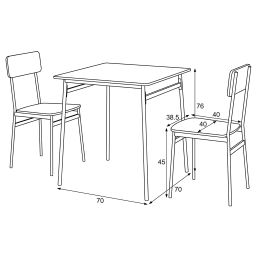 Autronic Minimal AUT-O2122OAK Jedálenský set 70x70 cm, dub - galéria #5