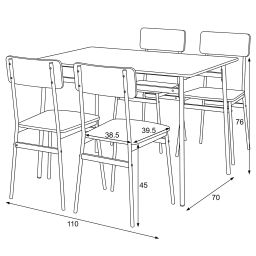 Autronic Minimal AUT-O2155OLW2 Jedálenská set 110x70 cm, staré drevo - galéria #7