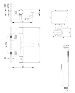 kielle Oudee Termostatická vaňová batéria so súpravou, EcoSpare, čierna matná 10302SNT94 - galéria #4