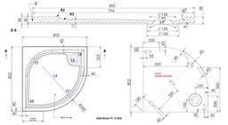 EBS Aria Štvrťkruhová vaňa 80x80 liata - galéria #2