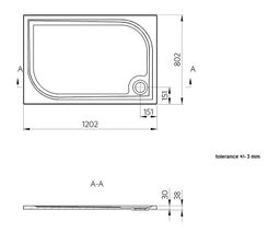 EBS Aria Sprchová vanička 120x80 z liatiny - galéria #1