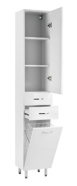EBS K-Plus Vysoká skriňa 35x194 cm, s košom na bielizeň, biela - galéria #2