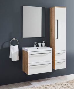 EBS Pure Skrinka s umývadlom 101 cm, biela/dub - galéria #2