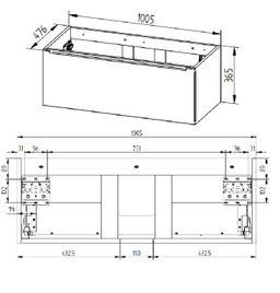 EBS Nevio Skrinka a keramické umývadlo Slim 101 cm, 1 zásuvka, biela lesklá - galéria #2