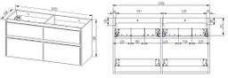 EBS Duomo Skrinka a keramické umývadlo Slim 121 cm, dub Riviera - galéria #2