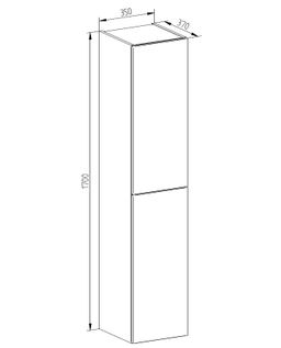 EBS KUBA Vysoká skrinka ľavá 35 cm, biely lesk - galéria #1